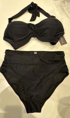 Tempt Me Black Halter Twist Bikini Set Size XL (53)